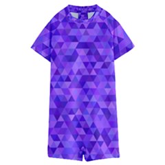 Purple Triangle Purple Background Kids  Boyleg Half Suit Swimwear