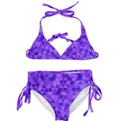 Purple Triangle Purple Background Kids  Classic Bikini Set