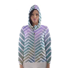 Zigzag Line Pattern Zig Zag Hooded Windbreaker (women) by Sapixe