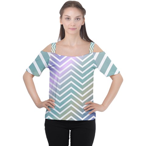 Zigzag Line Pattern Zig Zag Cutout Shoulder Tee by Sapixe