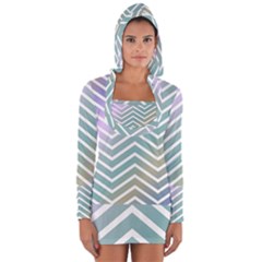 Zigzag Line Pattern Zig Zag Long Sleeve Hooded T-shirt