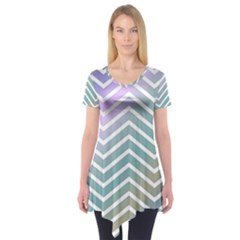 Zigzag Line Pattern Zig Zag Short Sleeve Tunic  by Sapixe