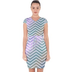 Zigzag Line Pattern Zig Zag Capsleeve Drawstring Dress  by Sapixe