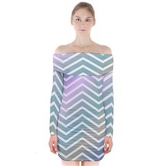 Zigzag Line Pattern Zig Zag Long Sleeve Off Shoulder Dress by Sapixe