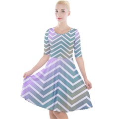 Zigzag Line Pattern Zig Zag Quarter Sleeve A-line Dress by Sapixe