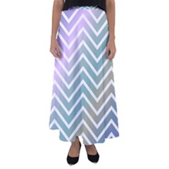 Zigzag Line Pattern Zig Zag Flared Maxi Skirt by Sapixe