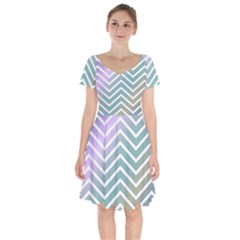 Zigzag Line Pattern Zig Zag Short Sleeve Bardot Dress by Sapixe