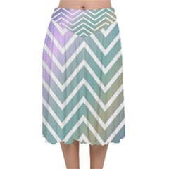 Zigzag Line Pattern Zig Zag Velvet Flared Midi Skirt by Sapixe