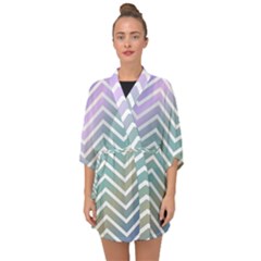 Zigzag Line Pattern Zig Zag Half Sleeve Chiffon Kimono by Sapixe