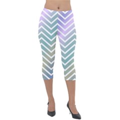 Zigzag Line Pattern Zig Zag Lightweight Velour Capri Leggings  by Sapixe