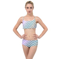 Zigzag Line Pattern Zig Zag Layered Top Bikini Set by Sapixe