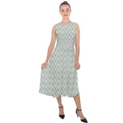 Vintage Pattern Chevron Midi Tie-back Chiffon Dress