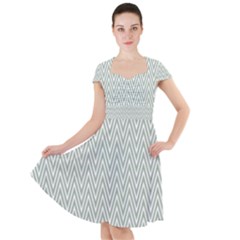 Vintage Pattern Chevron Cap Sleeve Midi Dress