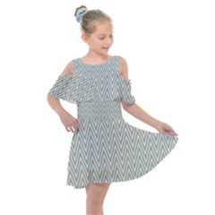 Vintage Pattern Chevron Kids  Shoulder Cutout Chiffon Dress