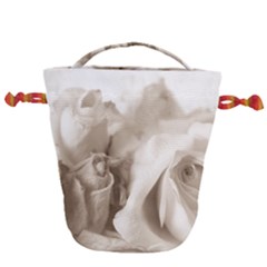 Vintage Rose Shabby Chic Background Drawstring Bucket Bag