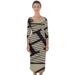 Fabric Pattern Textile Clothing Quarter Sleeve Midi Bodycon Dress by Sapixe