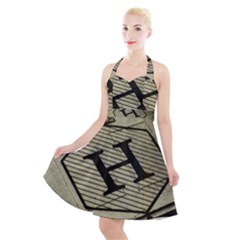 Fabric Pattern Textile Clothing Halter Party Swing Dress 