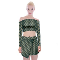 Texture Background Pattern Off Shoulder Top With Mini Skirt Set by Sapixe