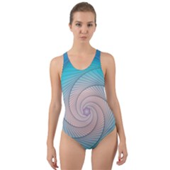 Decorative Background Blue Cut-out Back One Piece Swimsuit by Sapixe