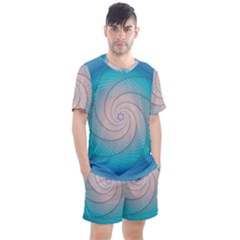 Decorative Background Blue Men s Mesh Tee And Shorts Set