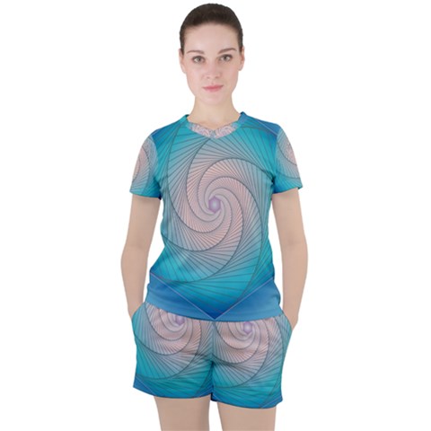 Decorative Background Blue Women s Tee And Shorts Set by Sapixe