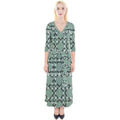 Pattern Graphics Figure Line Glass Quarter Sleeve Wrap Maxi Dress by Sapixe