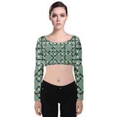 Pattern Graphics Figure Line Glass Velvet Long Sleeve Crop Top by Sapixe