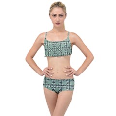 Pattern Graphics Figure Line Glass Layered Top Bikini Set