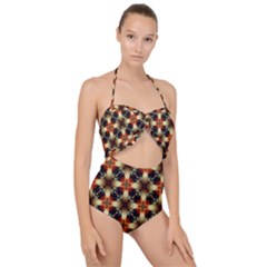 Kaleidoscope Image Background Scallop Top Cut Out Swimsuit by Sapixe