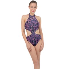 Fabric Textile Texture Macro Model Halter Side Cut Swimsuit