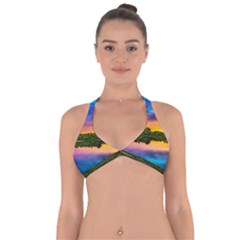 Sunset Color Evening Sky Evening Halter Neck Bikini Top by Sapixe