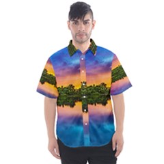 Sunset Color Evening Sky Evening Men s Short Sleeve Shirt