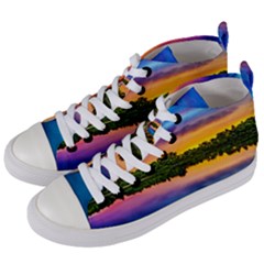 Sunset Color Evening Sky Evening Women s Mid-top Canvas Sneakers by Sapixe