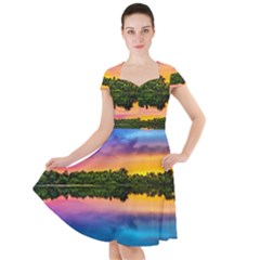 Sunset Color Evening Sky Evening Cap Sleeve Midi Dress