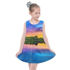 Sunset Color Evening Sky Evening Kids  Summer Dress