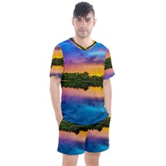 Sunset Color Evening Sky Evening Men s Mesh Tee And Shorts Set