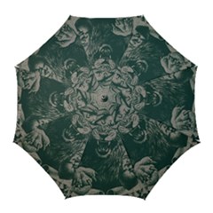 Angry Male Lion Pattern Graphics Kazakh Al Fabric Golf Umbrellas by Sapixe