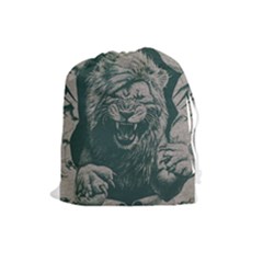 Angry Male Lion Pattern Graphics Kazakh Al Fabric Drawstring Pouch (large) by Sapixe