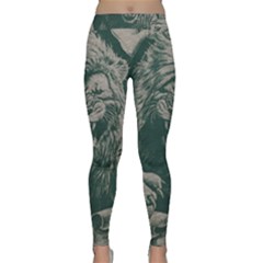 Angry Male Lion Pattern Graphics Kazakh Al Fabric Classic Yoga Leggings by Sapixe