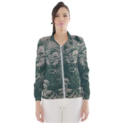 Angry Male Lion Pattern Graphics Kazakh Al Fabric Windbreaker (women) by Sapixe