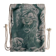 Angry Male Lion Pattern Graphics Kazakh Al Fabric Drawstring Bag (large) by Sapixe