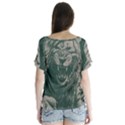 Angry Male Lion Pattern Graphics Kazakh Al Fabric V-Neck Flutter Sleeve Top View2