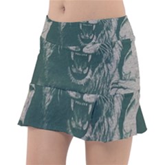 Angry Male Lion Pattern Graphics Kazakh Al Fabric Tennis Skirt by Sapixe