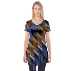 Colors Fabric Abstract Textile Short Sleeve Tunic  by Sapixe