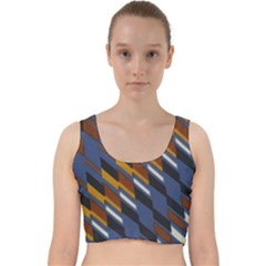 Colors Fabric Abstract Textile Velvet Racer Back Crop Top by Sapixe