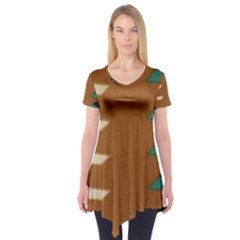 Fabric Textile Texture Abstract Short Sleeve Tunic  by Sapixe