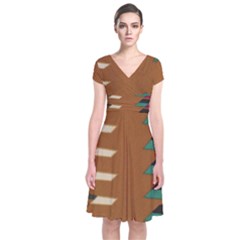 Fabric Textile Texture Abstract Short Sleeve Front Wrap Dress by Sapixe