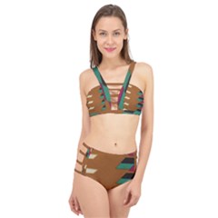 Fabric Textile Texture Abstract Cage Up Bikini Set by Sapixe