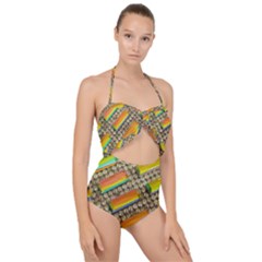 Colors Color Live Texture Macro Scallop Top Cut Out Swimsuit