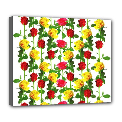 Rose Pattern Roses Background Image Deluxe Canvas 24  X 20  (stretched) by Sapixe